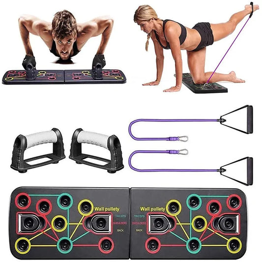 9-in-1 Push Up Stand Board with Latex Resistance Bands: Ultimate Gym Fitness Trainer